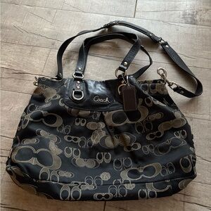 Coach Black and Tan Signature Ashley Bag